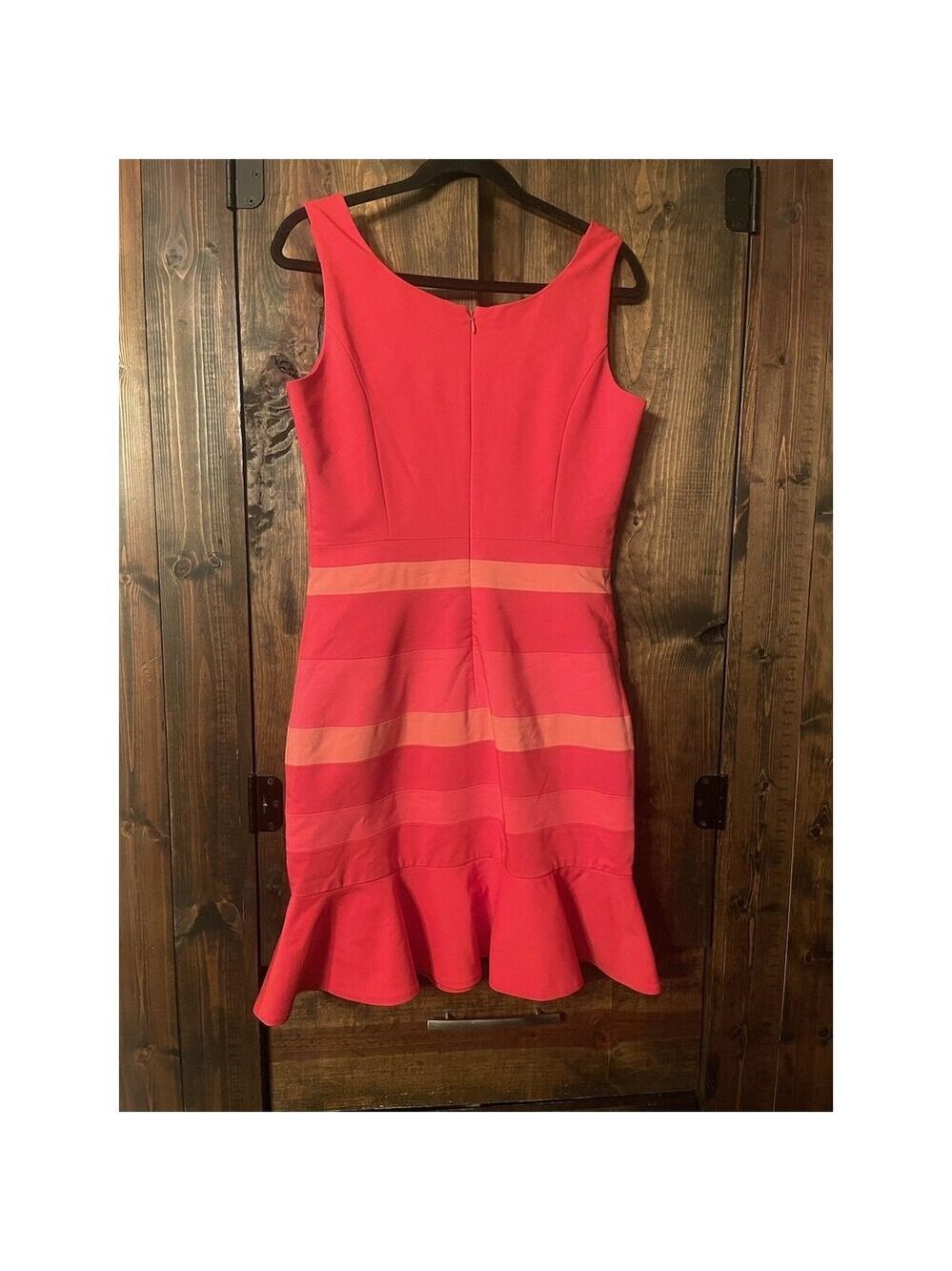 BELLE BADGLEY MISCHKA Dress NWT Sz 10 $159 PINK STRIPED SHEATH - Picture 2 of 7